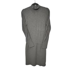 White House Black Market Gray Mock Neck Long Sleeve Dress Womens Small